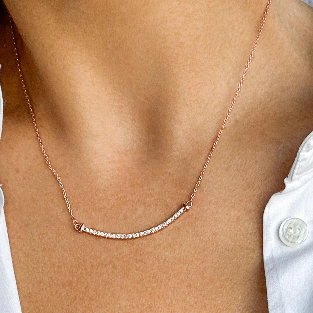 商品ADORNIA|14k Rose Gold Plated Curved Bar Necklace,价格¥111,第2张图片详细描述