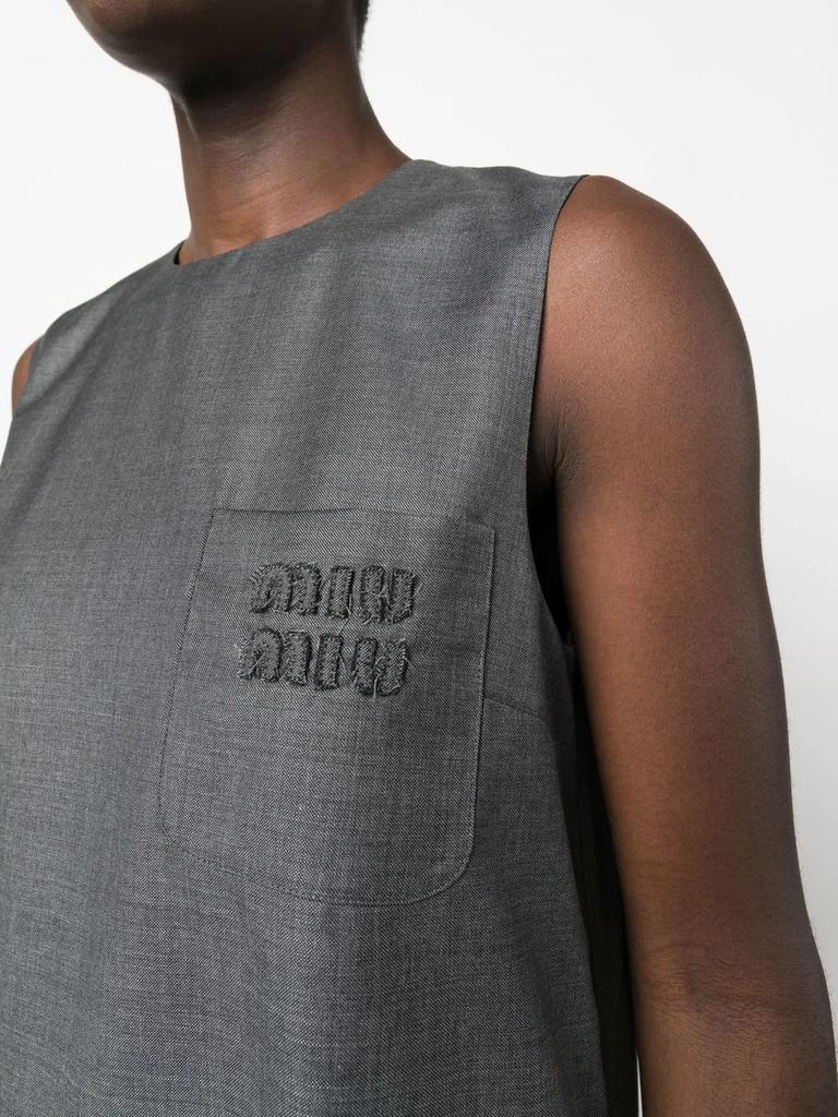 MIU MIU embroidered-logo sleeveless midi dress商品第5张图片规格展示