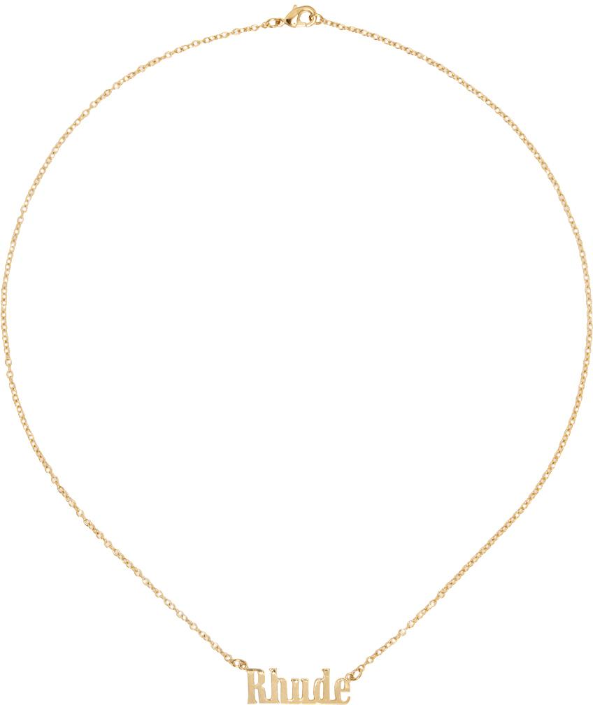 Rhude Gold Logo Necklace