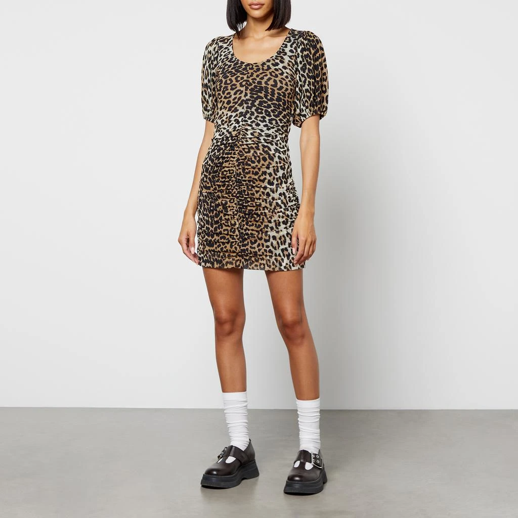 商品Ganni|Leopard-Print Recycled Stretch-Mesh Mini Dress,价格¥680,第3张图片详细描述
