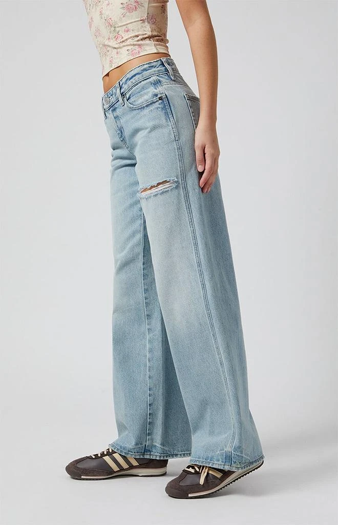 商品PacSun|Casey Ripped Slit Low Rise Baggy Jeans Light Indigo,价格¥419,第3张图片详细描述