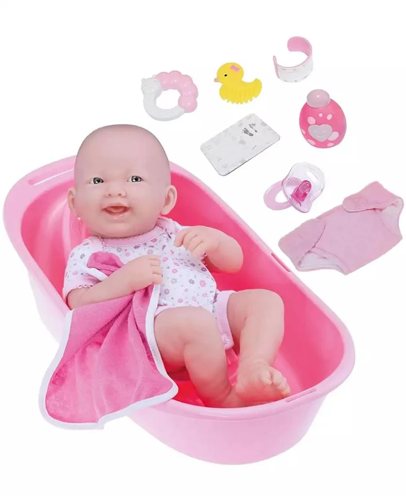 商品JC TOYS|La Newborn 14" Smiling Baby Doll 8 piece Bathtub Gift Set,价格¥298,第1张图片