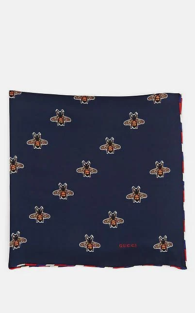 商品Gucci|Bee-Print Silk Twill Pocket 方巾,价格¥1030,第1张图片