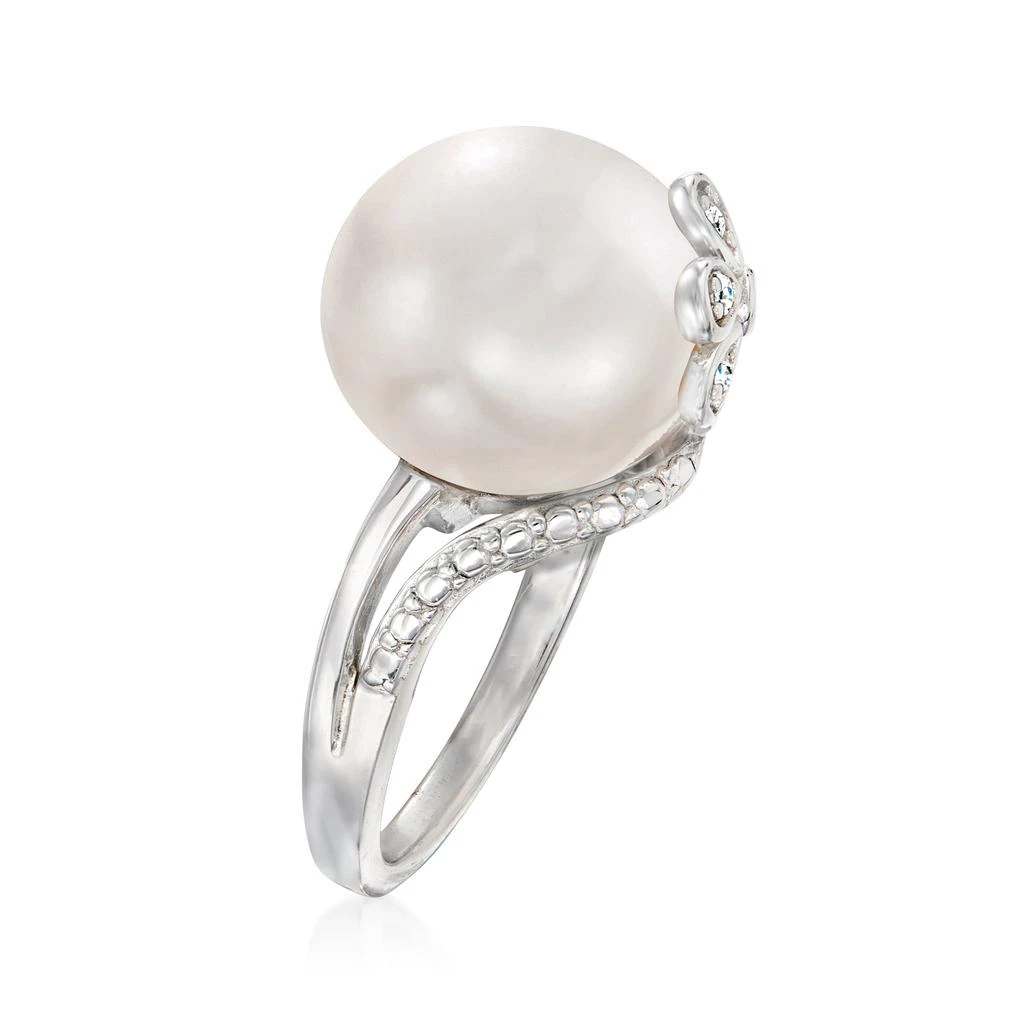 商品Ross-Simons|12-12.5mm Cultured Pearl Ring With Diamond Accents in Sterling Silver,价格¥876,第3张图片详细描述