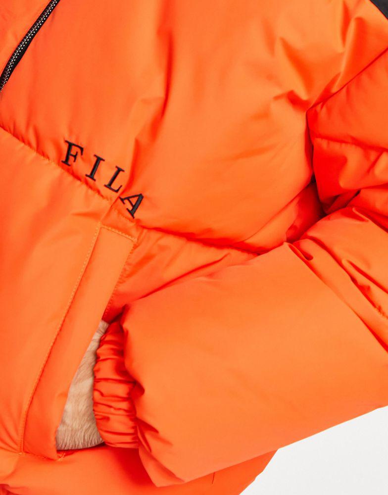 Fila colour blocked puffer jacket with logo in orange商品第3张图片规格展示