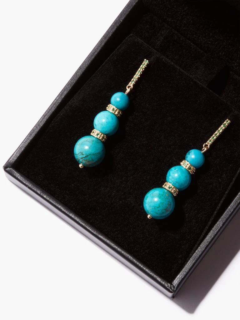 Emerald, turquoise & 14kt gold earrings 商品