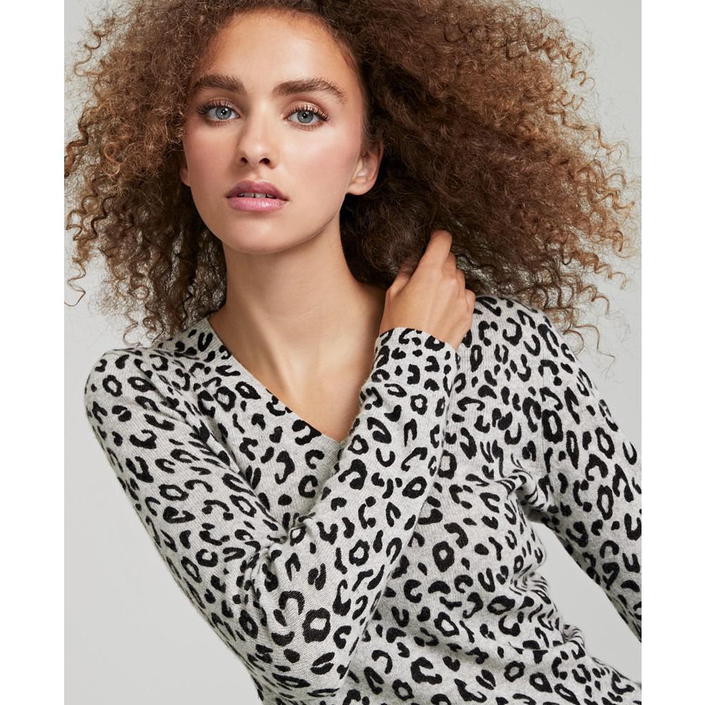 Women's 100% Cashmere Cheetah Sweater, Created for Macy's商品第3张图片规格展示
