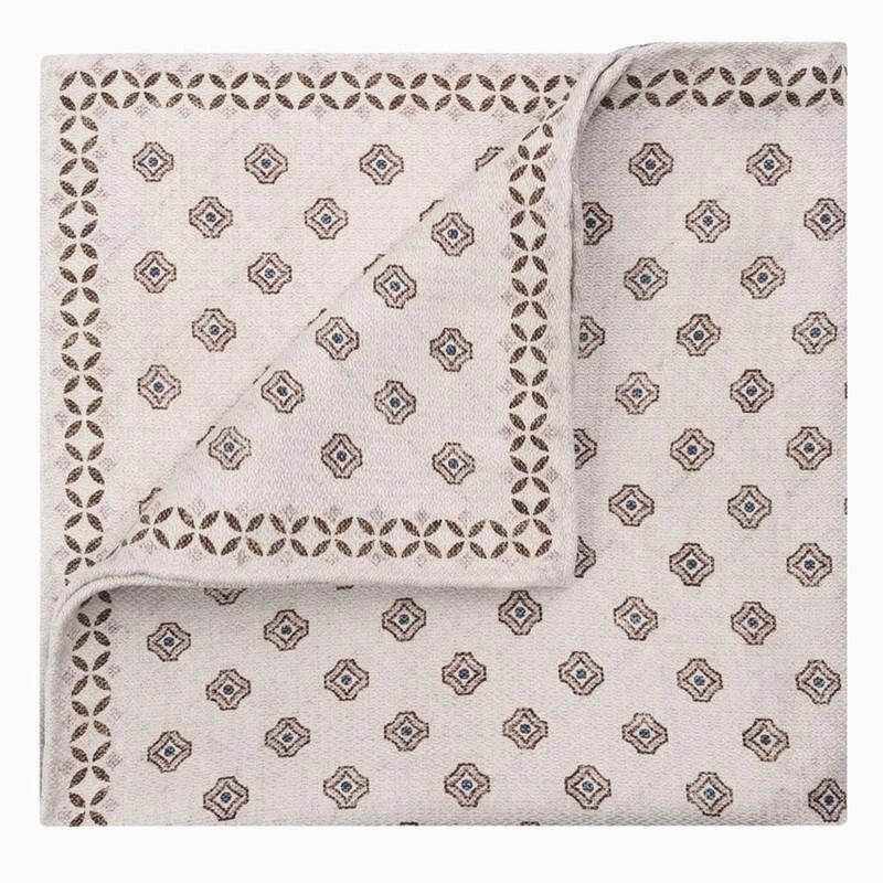 商品Brunello Cucinelli|Sand-colour pocket handkerchief with geometric print,价格¥1771,第1张图片