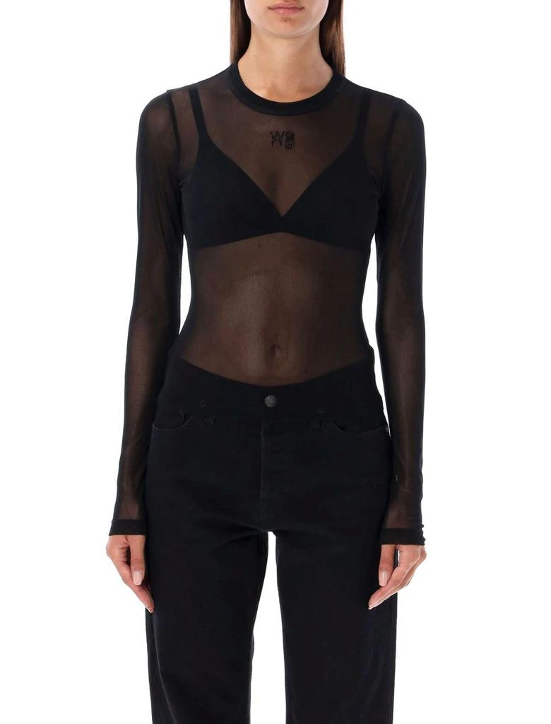 商品Alexander Wang|T BY ALEXANDER WANG Long sleeve top in gauzy mesh,价格¥1693,第1张图片