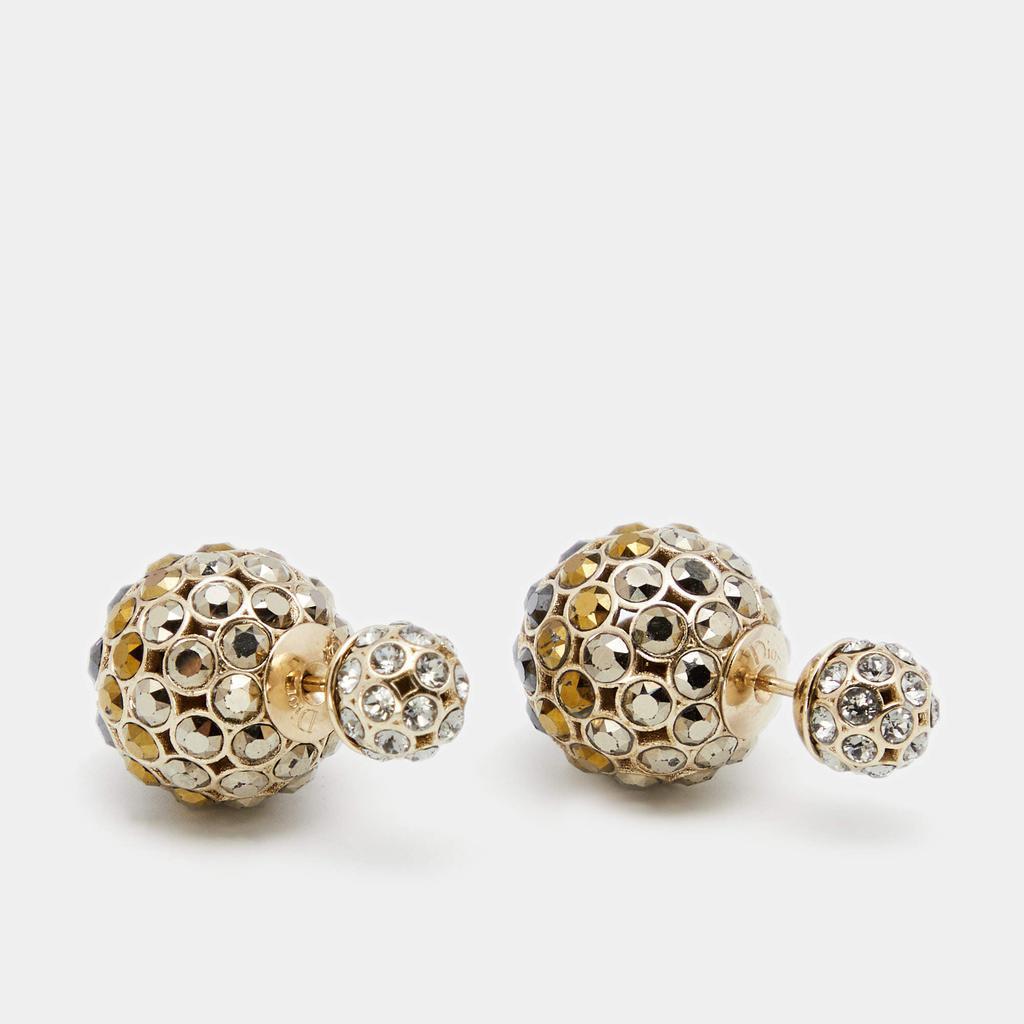 商品[二手商品] Dior|Dior Tribales Ombre Crystal Embellished  Gold Tone Stud Earrings,价格¥2676,第4张图片详细描述
