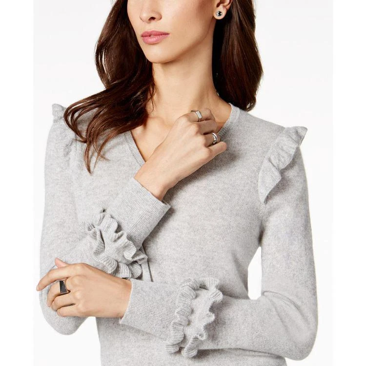 商品Charter Club|Cashmere V-Neck Ruffled Sweater, Created for Macy's,价格¥479,第2张图片详细描述