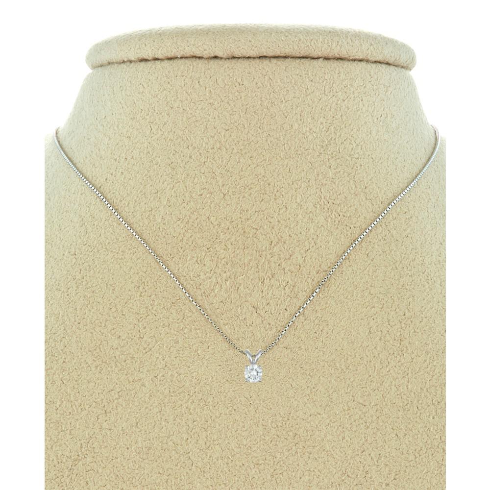 Diamond Solitaire 18" Pendant Necklace (1/2 ct. t.w.) in 14k White Gold商品第2张图片规格展示