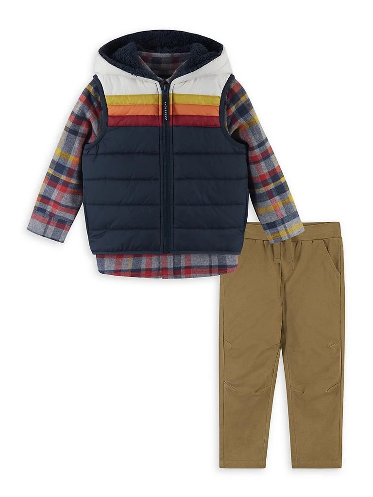 商品Andy & Evan|Little Boy's & Boy's Hooded Puffer Vest 3-Piece Set,价格¥351,第1张图片