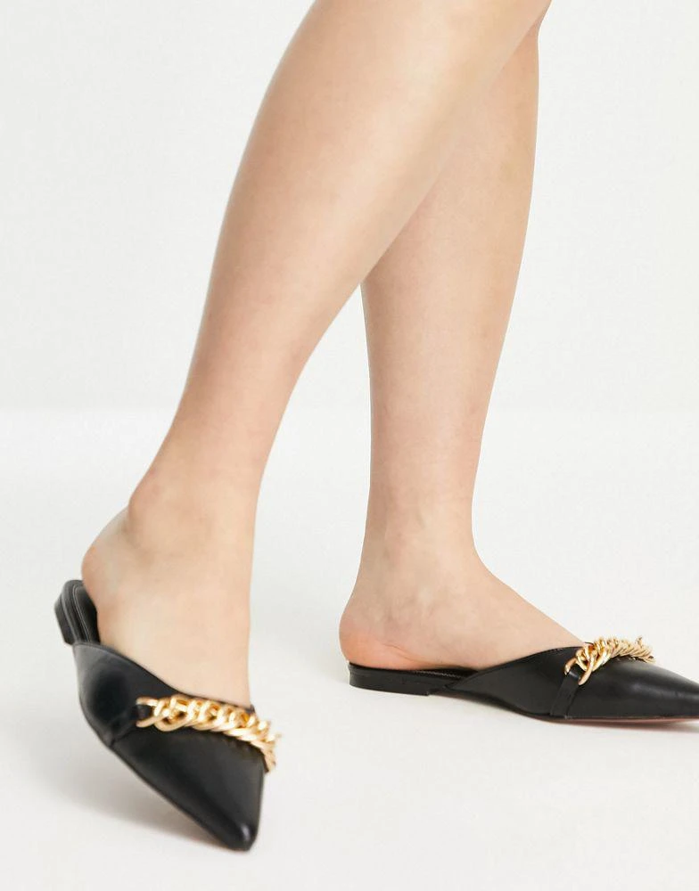 商品ASOS|ASOS DESIGN Lawful chain flat mules in black,价格¥107,第4张图片详细描述
