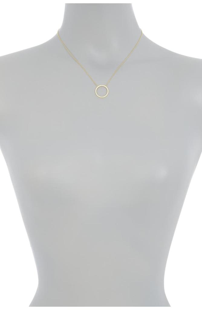 14K Yellow Gold Plated Pavé Open Circle Pendant Necklace商品第2张图片规格展示