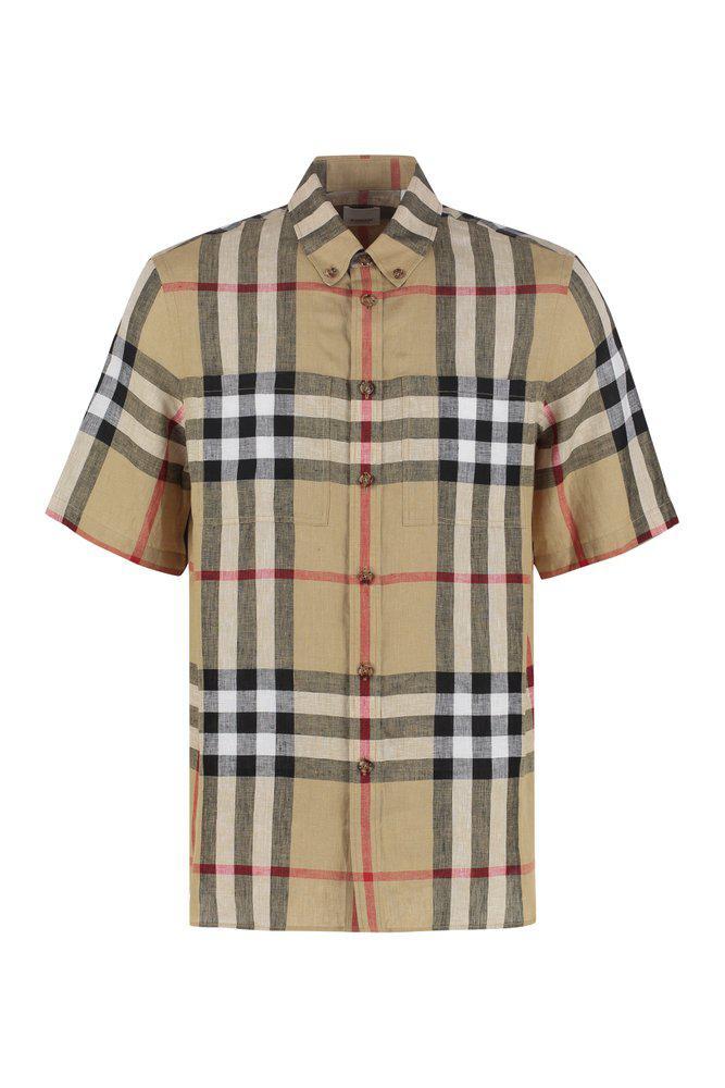 商品Burberry|Burberry Short-Sleeved Check Oversized Shirt,价格¥3273,第1张图片