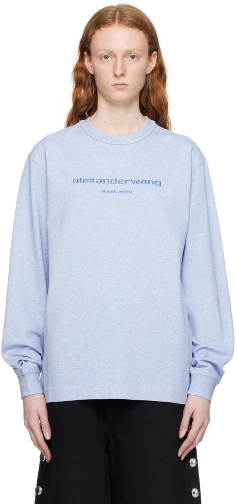 商品Alexander Wang|Blue Glitter Long Sleeve T-Shirt,价格¥1669,第1张图片