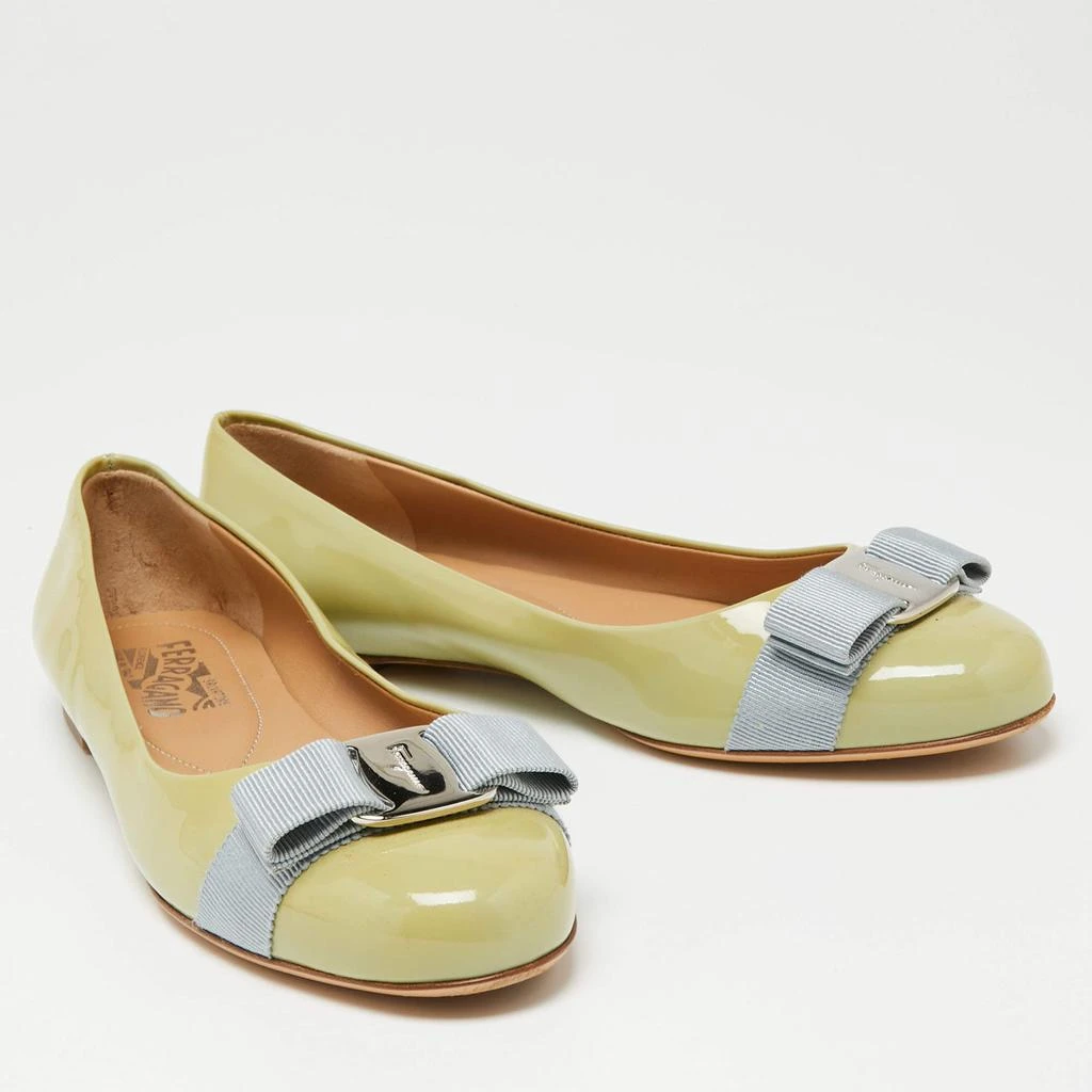 商品[二手商品] Salvatore Ferragamo|Salvatore Ferragamo Green Patent Leather Bow Varina Ballet Flats Size 38,价格¥1002,第4张图片详细描述
