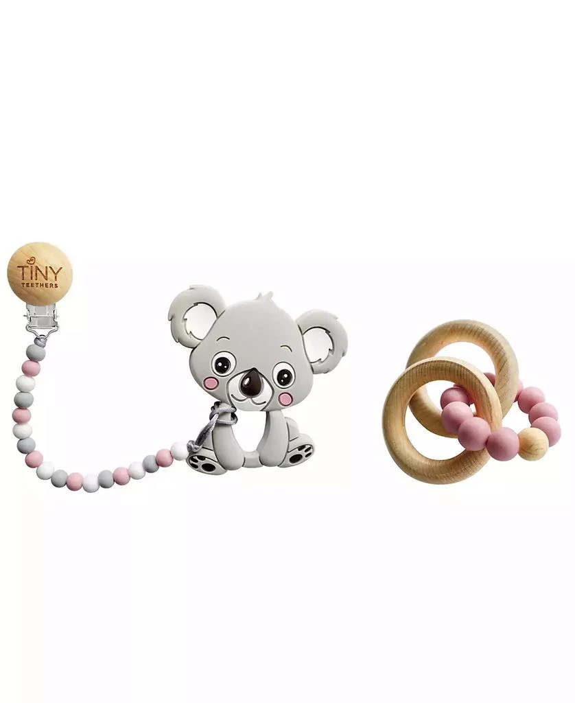 商品Tiny Teethers Designs|3 Stories Trading Tiny Teethers Infant Silicone And Beech Rattle And Teether Gift Set, Koala,价格¥262,第1张图片