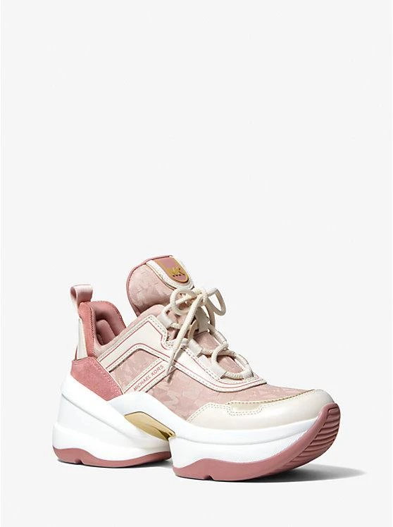 商品Michael Kors|Olympia Mixed-Media Trainer,价格¥559,第1张图片