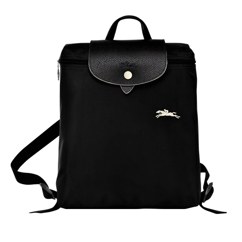商品Longchamp|LONGCHAMP 珑骧 女士织物可折叠女包双肩包包 黑色 L1699619001,价格¥966,第1张图片