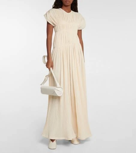 商品Jil Sander|褶裥棉质混纺加长连衣裙,价格¥11092,第2张图片详细描述