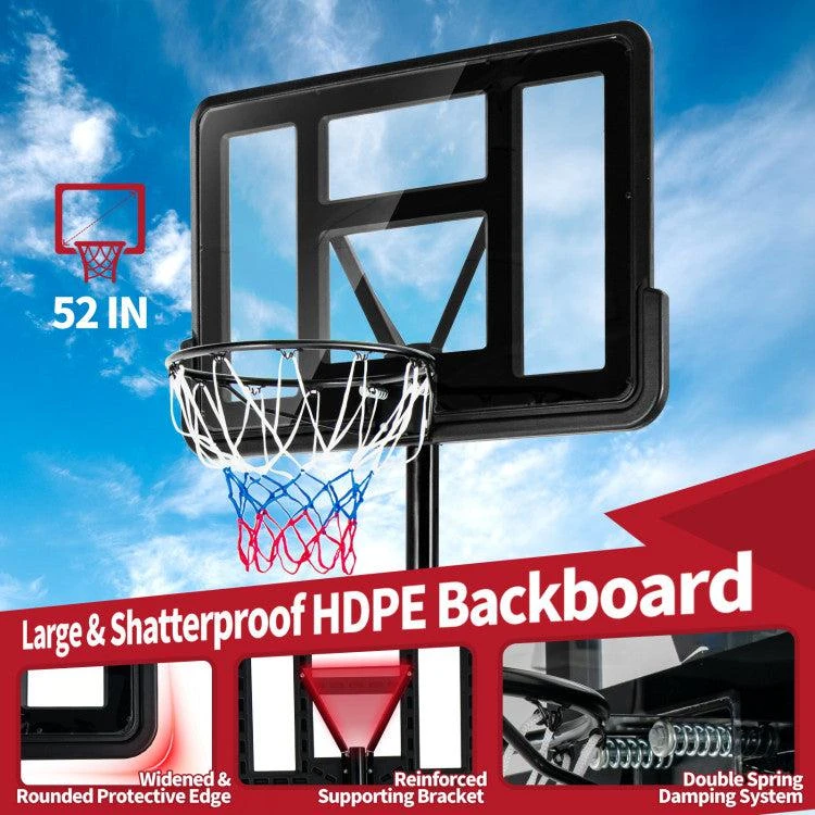 商品Hivvago|Adjustable Portable Basketball Hoop Stand with Shatterproof Backboard Wheels,价格¥1983,第3张图片详细描述