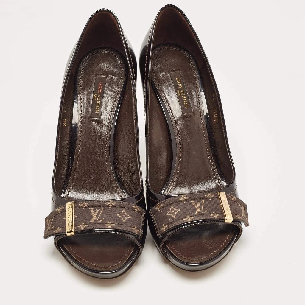 商品[二手商品] Louis Vuitton|Louis Vuitton Dark Burgundy Patent Leather Open Toe Pumps Size 37.5,价格¥1292,第3张图片详细描述