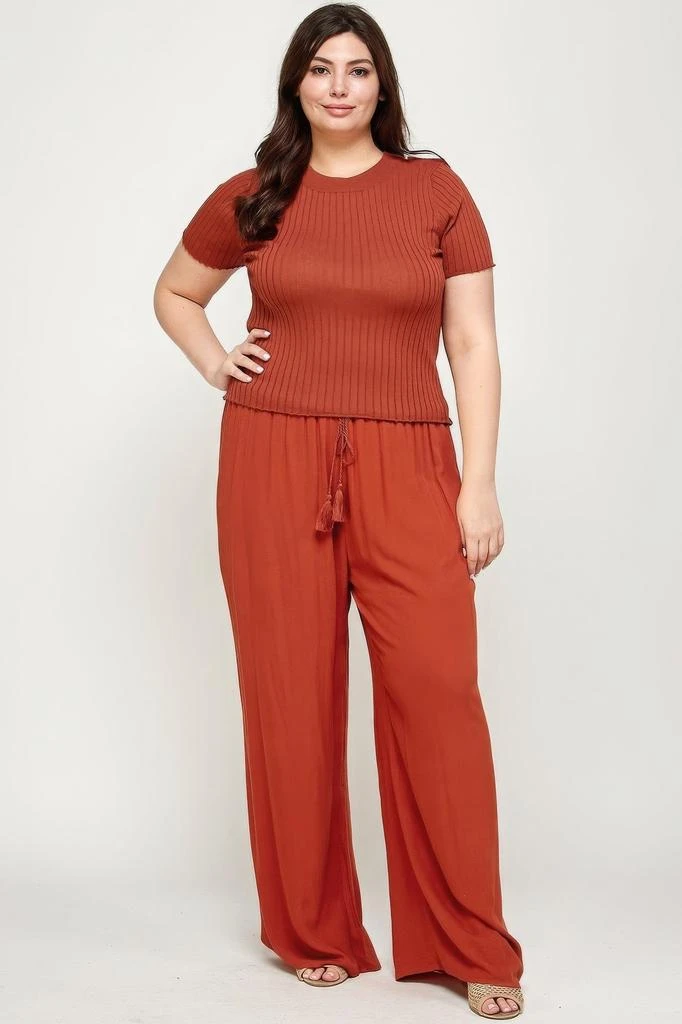 商品FASHNZFAB|Women's Solid Full Length Wide Leg Palazzo Pants,价格¥238,第3张图片详细描述