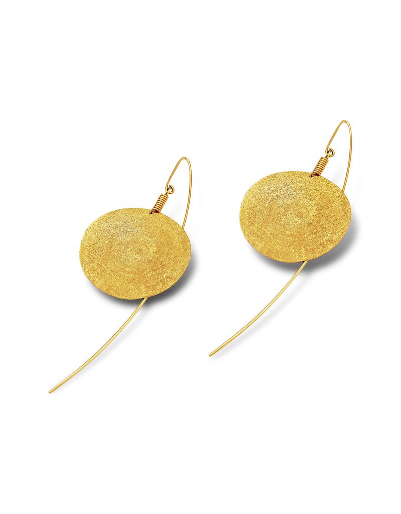 金银色刻纹圆形吊式耳环商品第1张图片规格展示