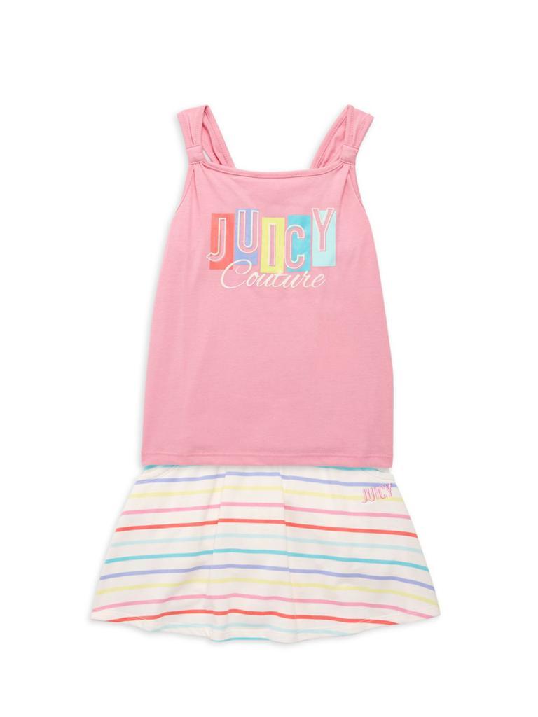商品Juicy Couture|Little Girl’s 2-Piece Rainbow Logo Top & Skort Set,价格¥147,第1张图片