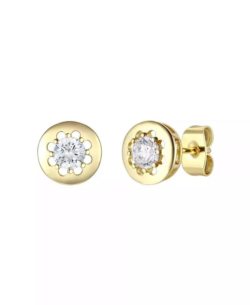 商品Rachel Glauber|14k Gold Plated with Cubic Zirconia Round Modern Bezel Stud Earrings,价格¥91,第1张图片