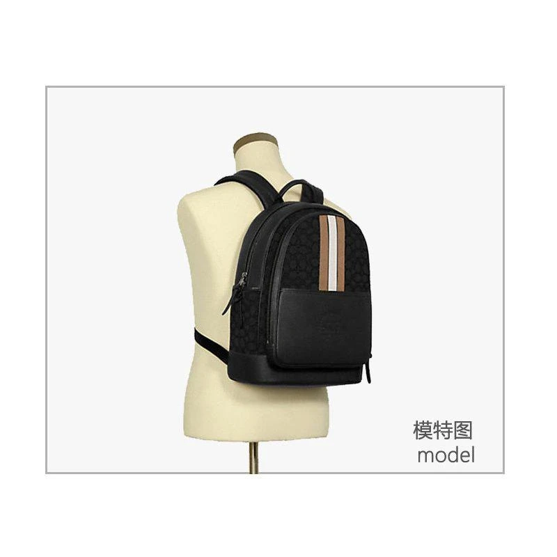 商品Coach|COACH蔻驰 男士Thompson系列 黑色logo拼条纹双肩背包C5389,价格¥3443,第10张图片详细描述