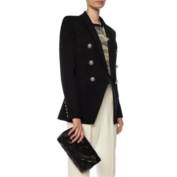 商品[国内直发] Tory Burch|托里.伯奇（TORY BURCH）女包皮革LOGO压纹手拿包 黑色59690-001,价格¥2490,第5张图片详细描述