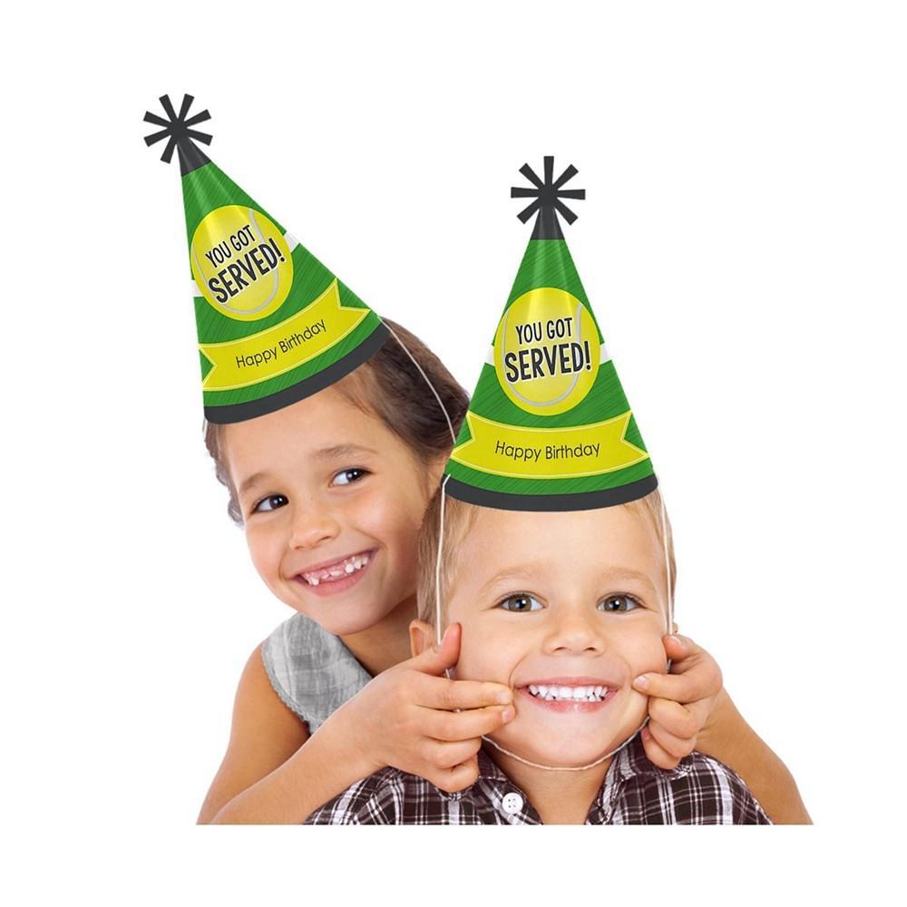 商品Big Dot of Happiness|You Got Served - Tennis - Cone Tennis Ball Happy Birthday Party Hats for Kids and Adults - Set of 8 Standard Size,价格¥103,第4张图片详细描述