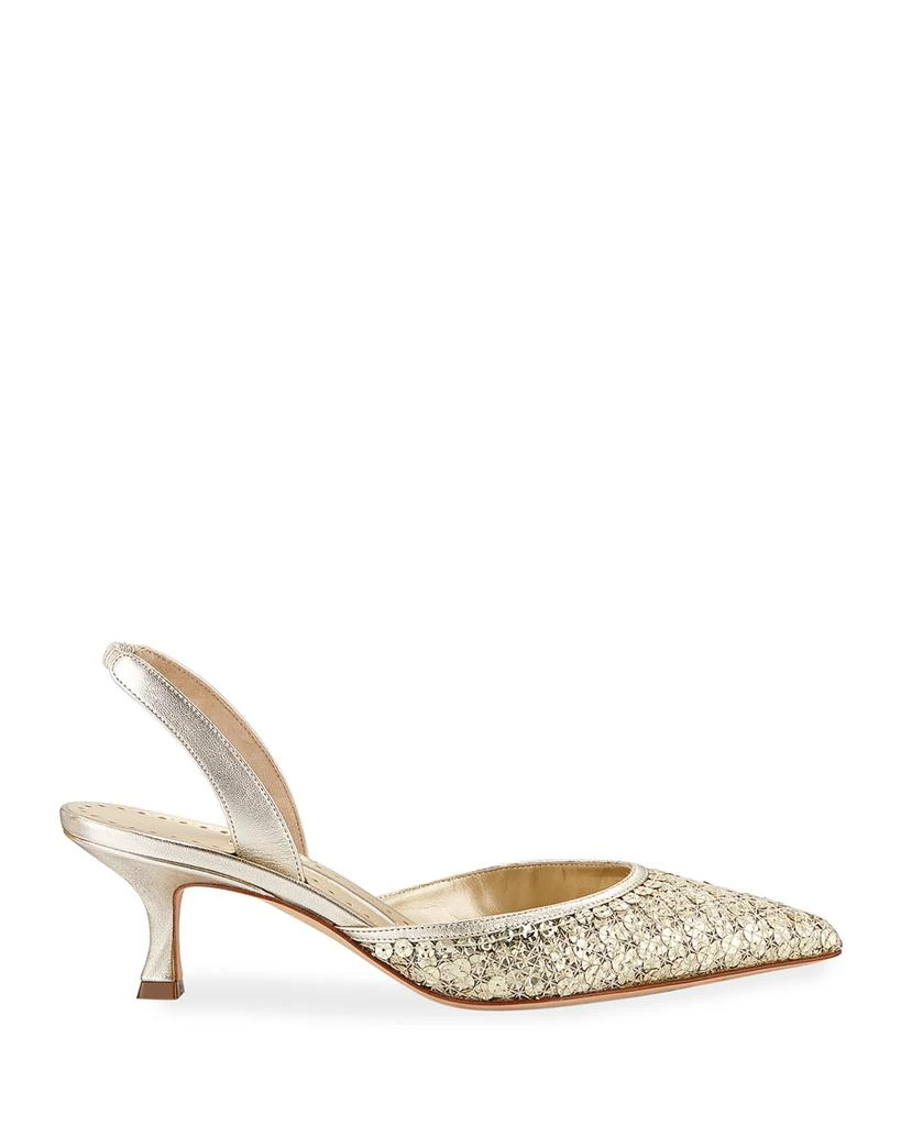 商品Manolo Blahnik|Carolmour Sequined Metallic Slingback Pumps,价格¥2745,第2张图片详细描述