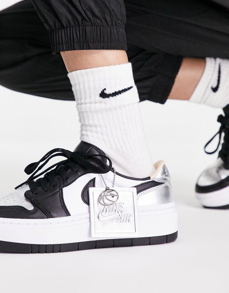 商品Jordan|Air Jordan 1 Elevate Low trainers in white and metallic black,价格¥1047,第4张图片详细描述