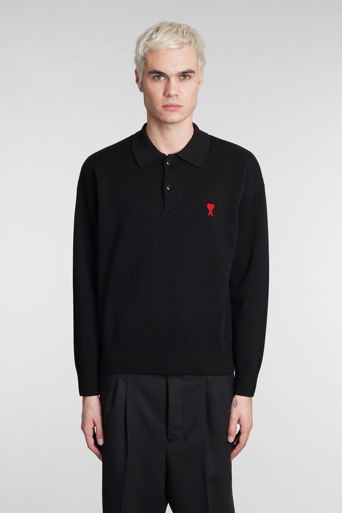 Ami Alexandre Mattiussi Polo In Black Wool商品第1张图片规格展示