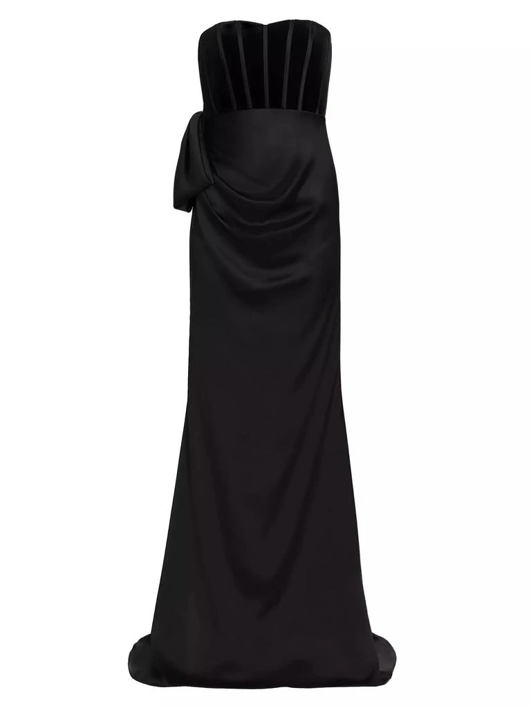 商品Badgley Mischka|Satin &amp; Velvet Strapless Gown,价格¥6111,第1张图片