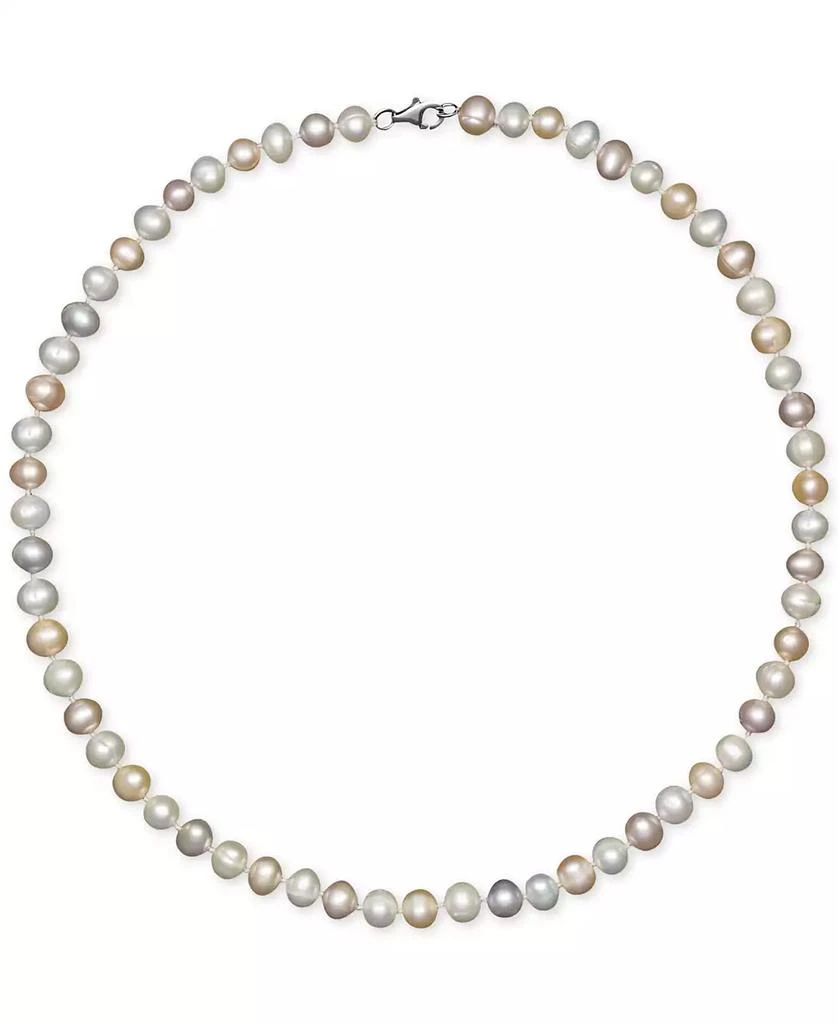 商品Macy's|18" Cultured Freshwater Pearl Strand Necklace in Sterling Silver 淡水珍珠项链(7-8mm),价格¥1566,第1张图片详细描述