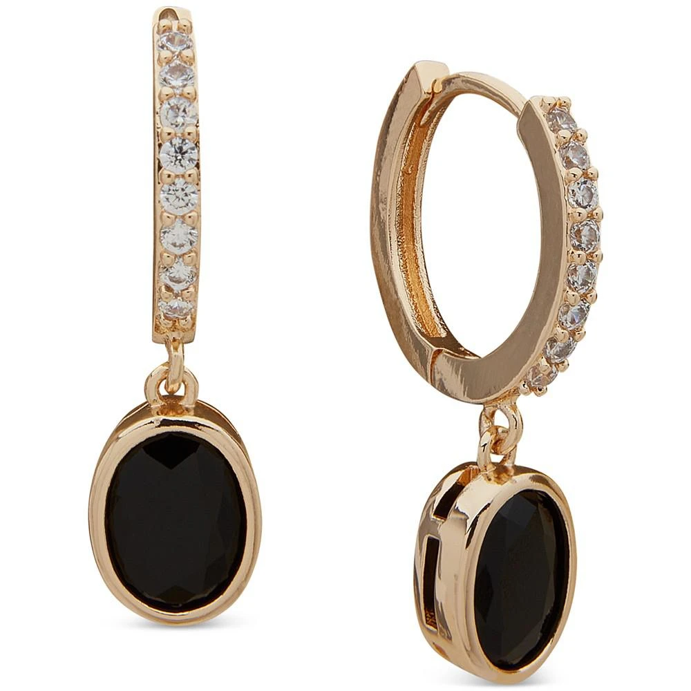 商品Anne Klein|Gold-Tone Jet Stone & Crystal Dangle Drop Earrings,价格¥90,第1张图片