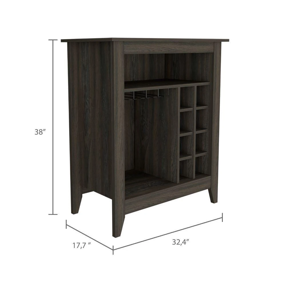 商品Depot E-Shop|DEPOT E-SHOP Mojito Bar Cabinet, Six Wine Cubbies, One Open Drawer, One Open Shelf, Countertop-Espresso, For Living Room,价格¥1515,第4张图片详细描述