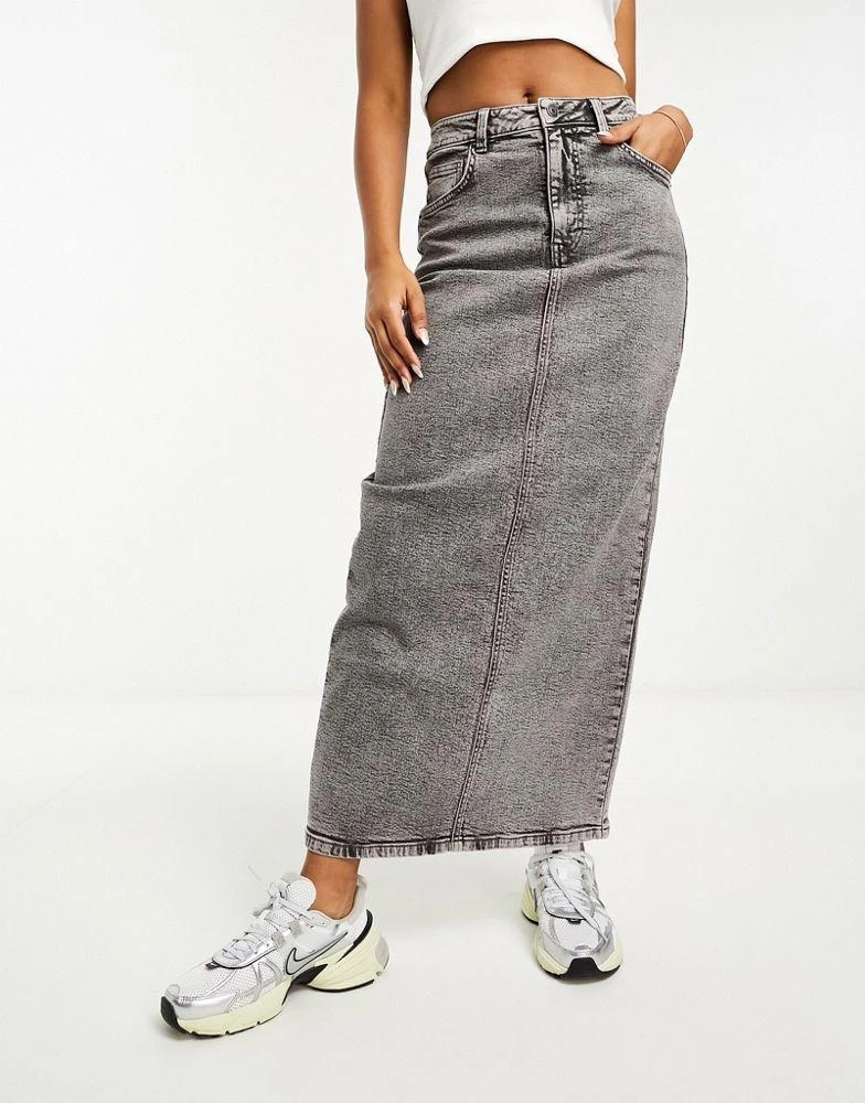 商品ASOS|ASOS DESIGN denim maxi skirt with split hem in washed grey,价格¥117,第5张图片详细描述