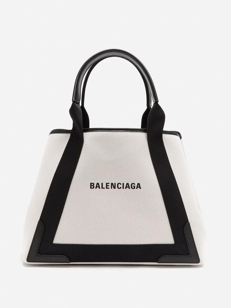 商品Balenciaga|Cabas M logo-print leather-trim canvas bag,价格¥10357,第1张图片