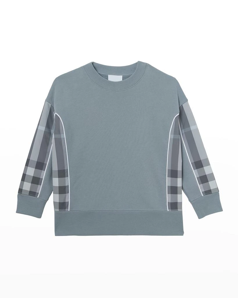 商品Burberry|Girl's Milly Check-Insert Sweatshirt, Size 3-14,价格¥1282,第1张图片