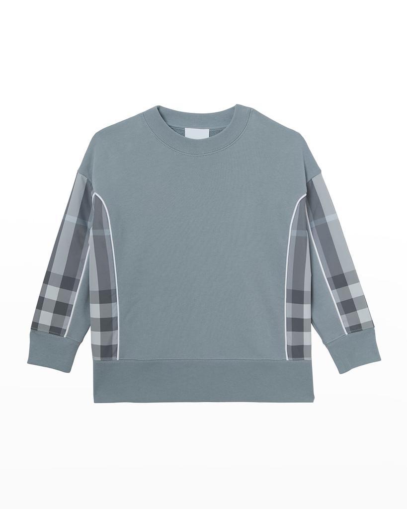 商品Burberry|Girl's Milly Check-Insert Sweatshirt, Size 3-14,价格¥1214,第1张图片