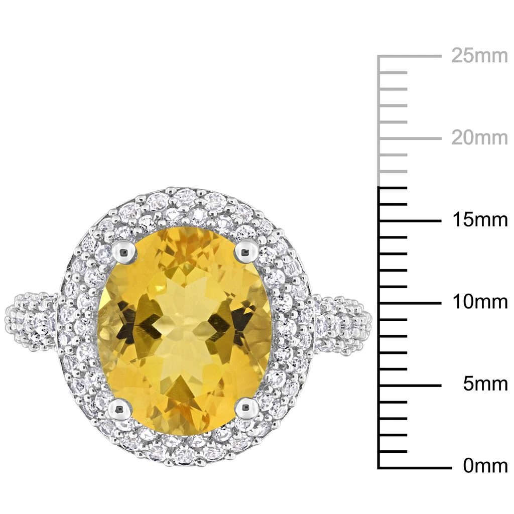 商品Mimi & Max|5 5/8ct TGW Oval-Cut Citrine and White Topaz Double Halo Ring in Sterling Silver,价格¥787,第3张图片详细描述