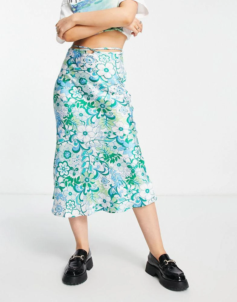 商品VIOLET ROMANCE|Violet Romance satin midi skirt co-ord in 70s floral print,价格¥80,第4张图片详细描述