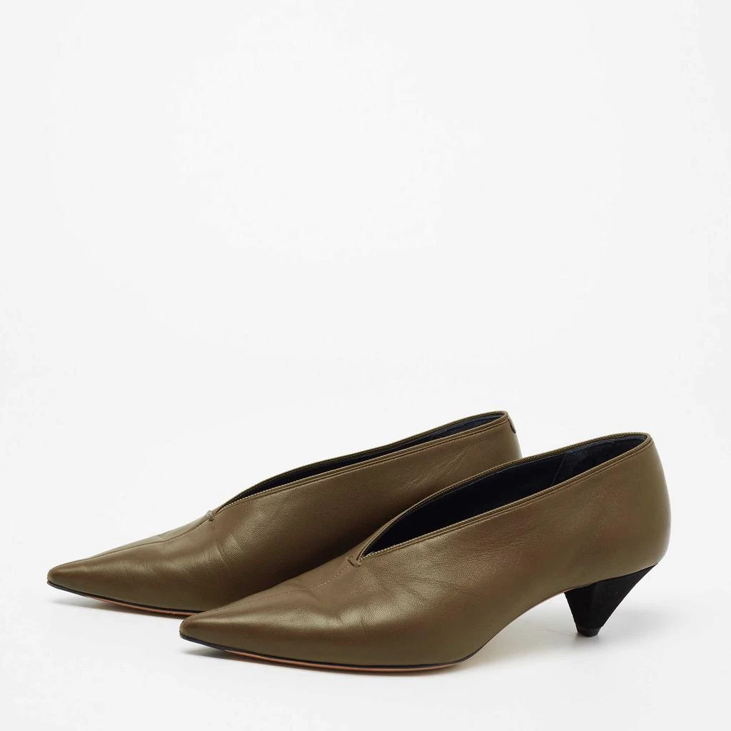 商品[二手商品] Celine|Celine Olive Green Leather V-Neck Pumps Size 37,价格¥1522,第2张图片详细描述