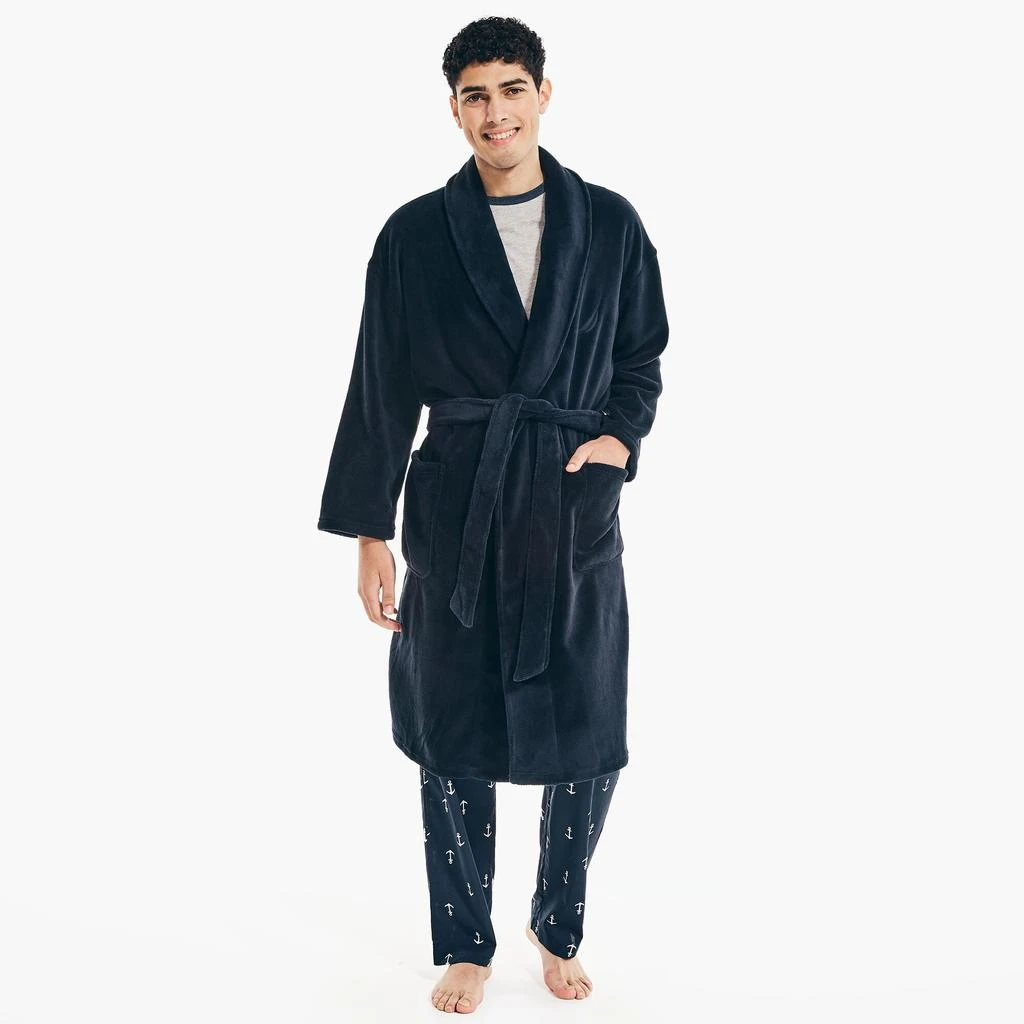 商品Nautica|Nautica Mens Solid Plush Robe,价格¥242,第1张图片